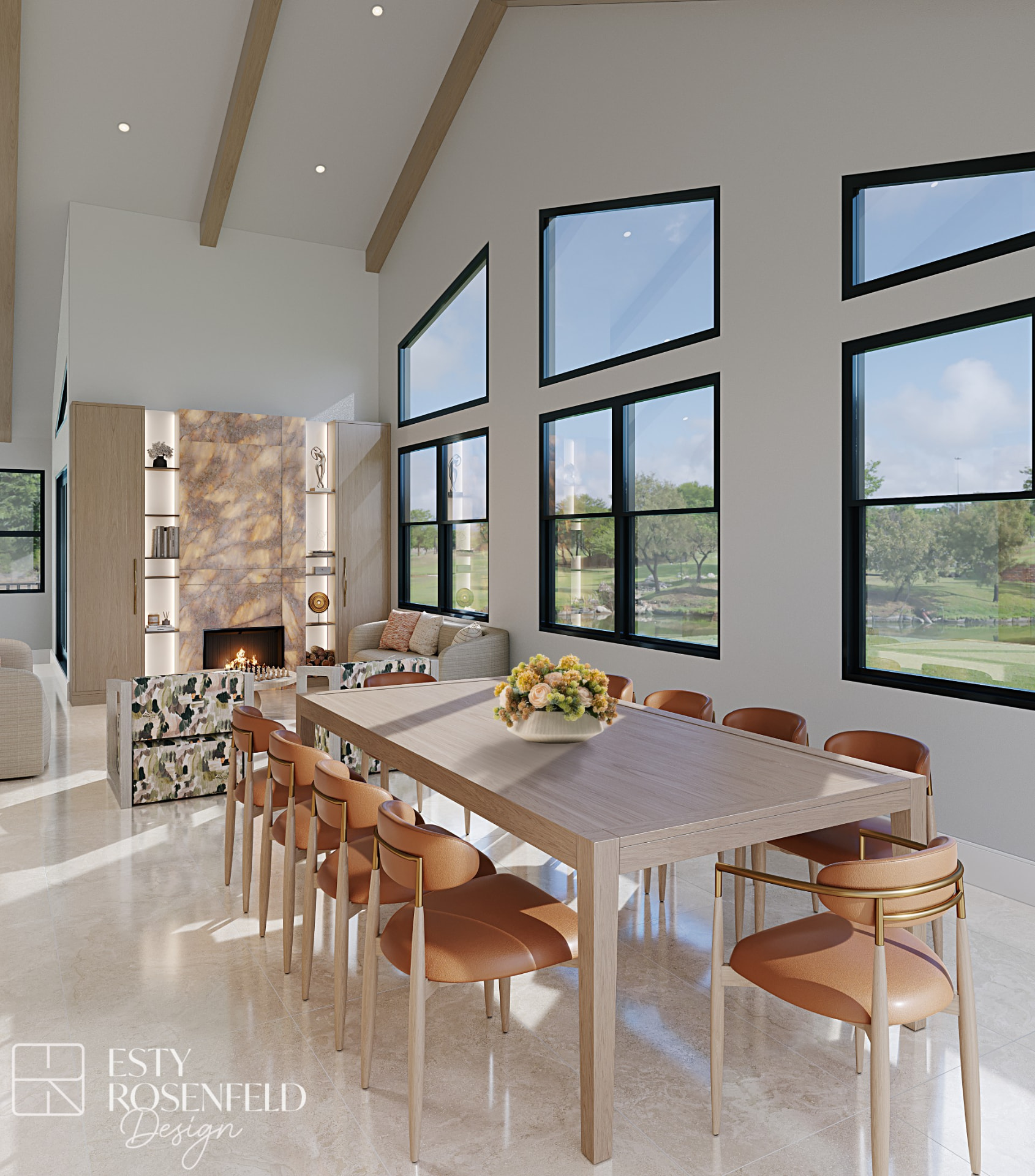 Vaulted Living & Dining — rendering 2